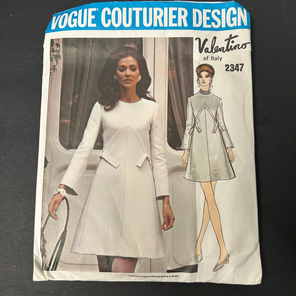 Vintage 60's Vogue Couturier Design Sewing Pattern Valentino 2347 Women Size 16